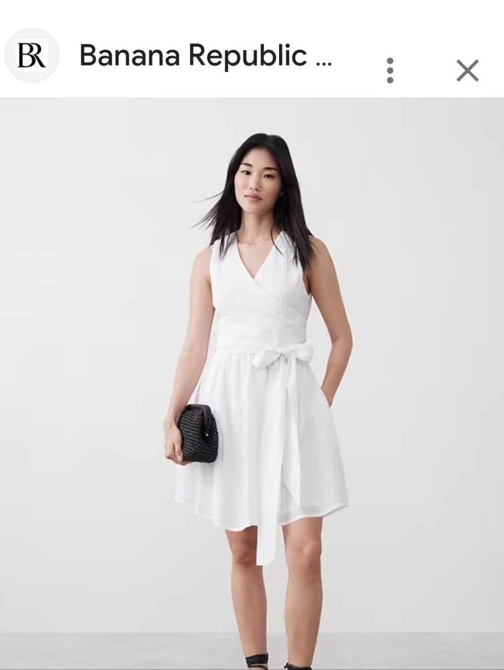 Banana Republic White Sleeveless Wrap Dress with Pockets